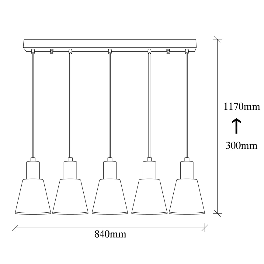 Lampa wisząca na przewodzie KEM 5xE27/40W/230V czarna