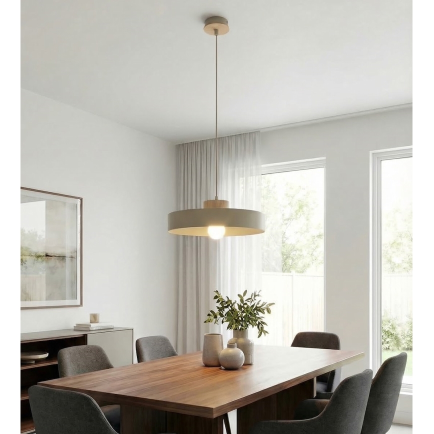Lampa wisząca na przewodzie KIVI 1xE27/15W/230V beżowa