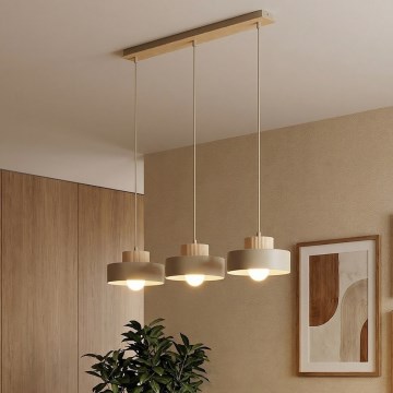 Lampa wisząca na przewodzie KIVI 3xE27/15W/230V beżowa