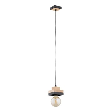 Lampa wisząca na przewodzie LARSO 1xE27/15W/230V czarna/beżowa