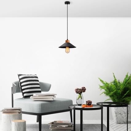 Lampa wisząca na przewodzie MANAVGAT 1xE27/40W/230V czarna/brązowa