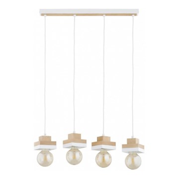 Lampa wisząca na przewodzie MIKO 4xE27/15W/230V biała/beżowa