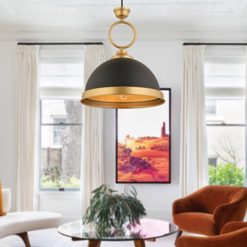 Lampa wisząca na przewodzie MONZA 1xE27/40W/230V śr. 30 cm czarny/brązowy