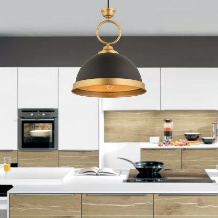 Lampa wisząca na przewodzie MONZA 1xE27/40W/230V śr. 30 cm czarny/brązowy