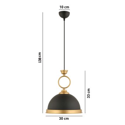 Lampa wisząca na przewodzie MONZA 1xE27/40W/230V śr. 30 cm czarny/brązowy