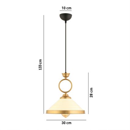 Lampa wisząca na przewodzie MONZA 1xE27/40W/230V śr. 30 cm kremowa/brązowa