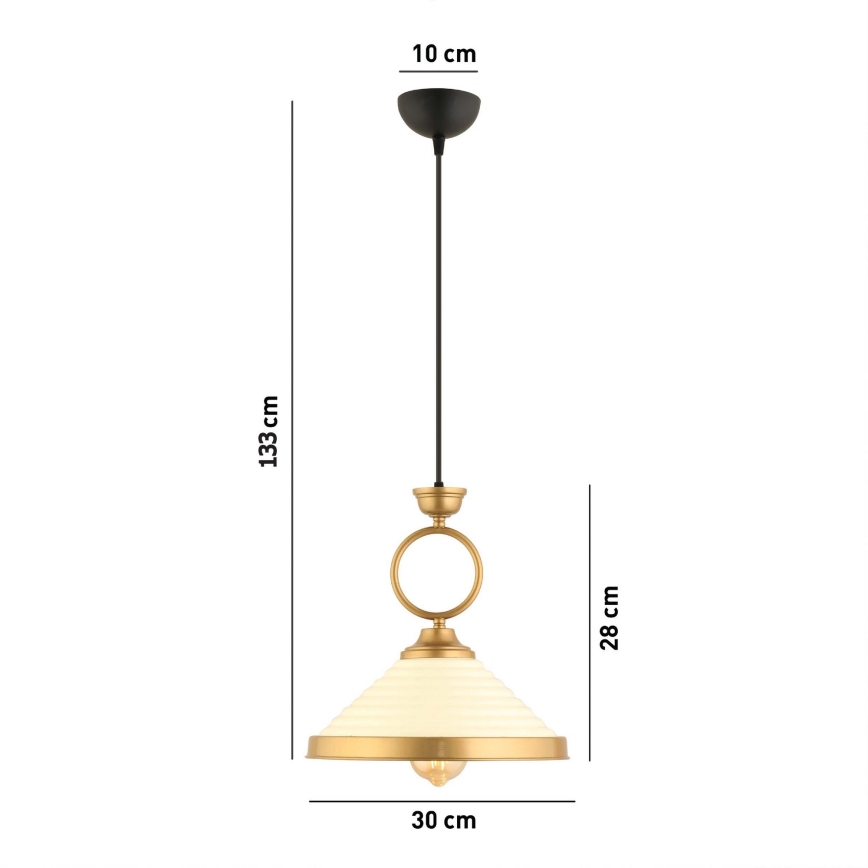 Lampa wisząca na przewodzie MONZA 1xE27/40W/230V śr. 30 cm kremowa/brązowa