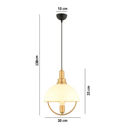 Lampa wisząca na przewodzie MONZA 1xE27/40W/230V śr. 30 cm kremowy/złoty
