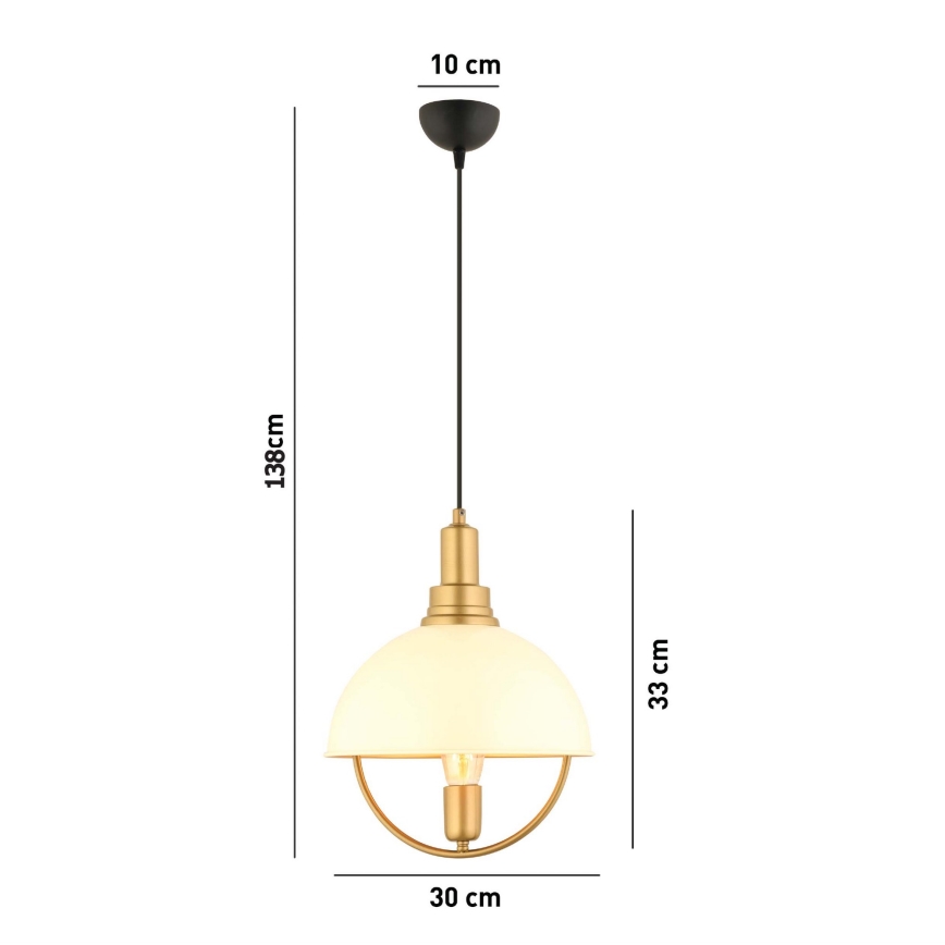 Lampa wisząca na przewodzie MONZA 1xE27/40W/230V śr. 30 cm kremowy/złoty