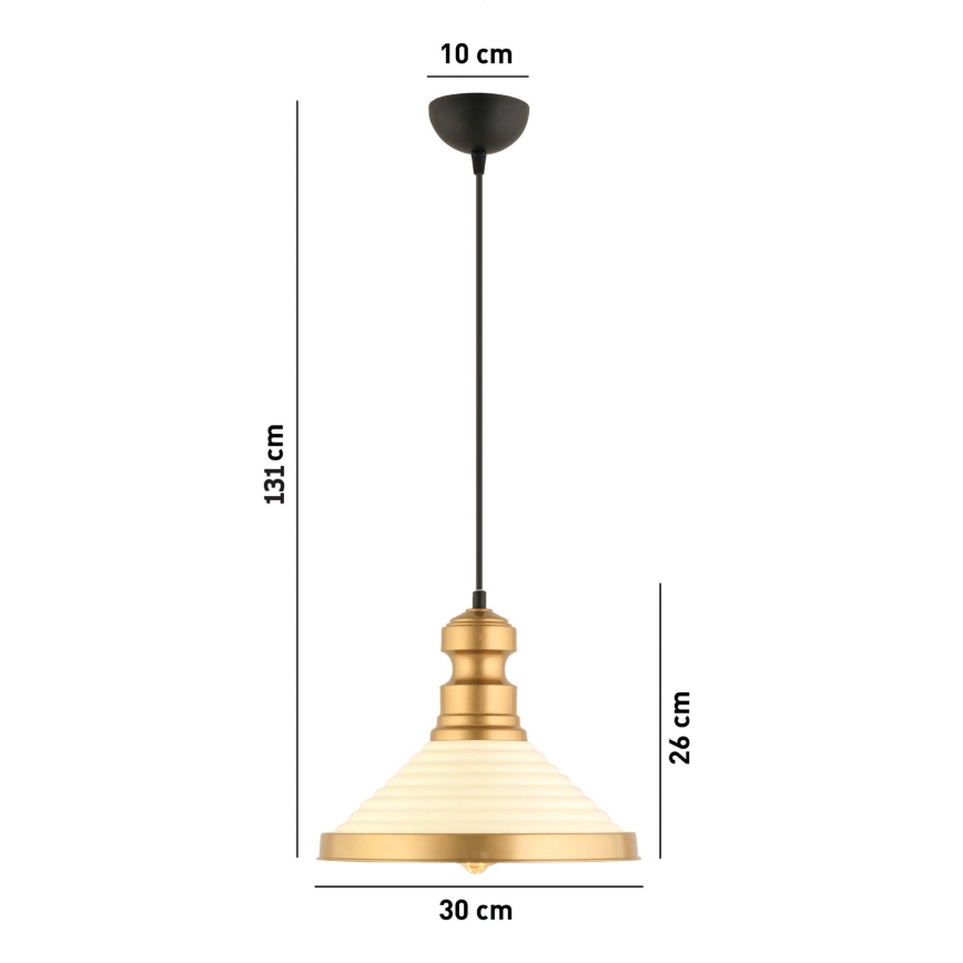 Lampa wisząca na przewodzie MONZA 1xE27/40W/230V Ø 30 cm kremowa/złota