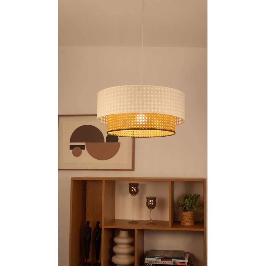 Lampa wisząca na przewodzie NATIA 1xE27/60W/230V biały/brązowy
