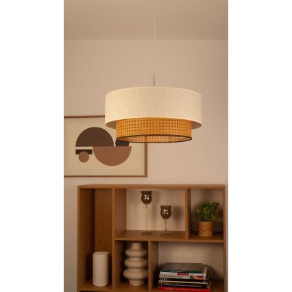 Lampa wisząca na przewodzie NATIA 1xE27/60W/230V biały/brązowy