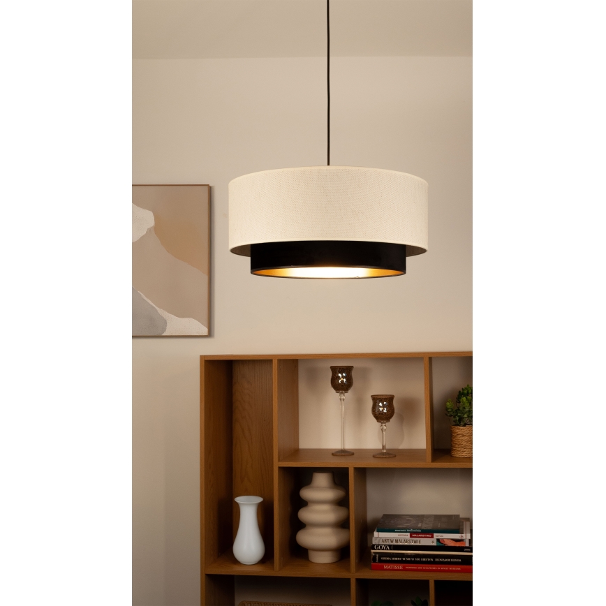 Lampa wisząca na przewodzie NATIA 1xE27/60W/230V biały/czarny