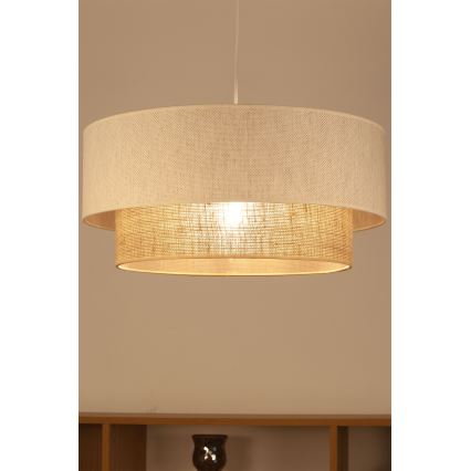 Lampa wisząca na przewodzie NATIA 1xE27/60W/230V śr. 45 cm biała/brązowa