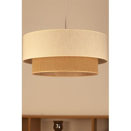 Lampa wisząca na przewodzie NATIA 1xE27/60W/230V śr. 45 cm biała/brązowa