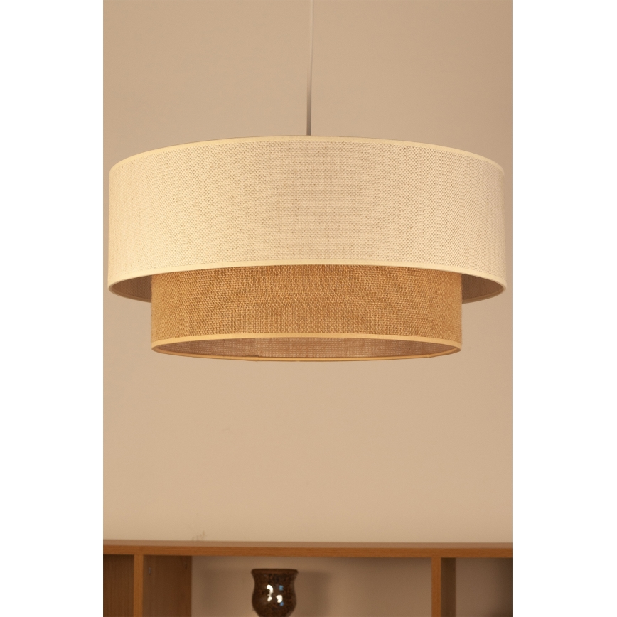 Lampa wisząca na przewodzie NATIA 1xE27/60W/230V śr. 45 cm biała/brązowa