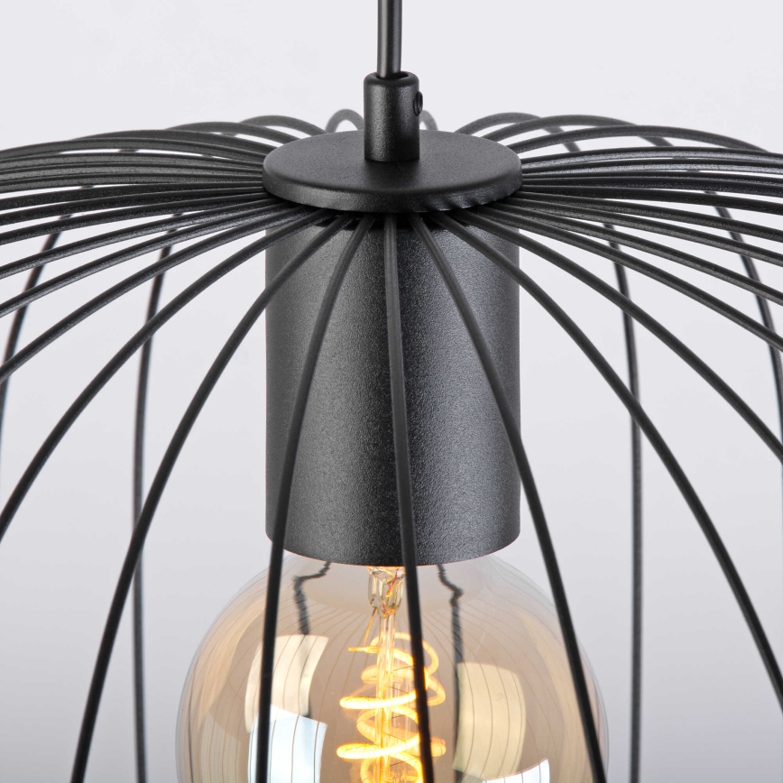 Lampa wisząca na przewodzie OVELLA 1xE27/15W/230V śr. 46 cm czarna
