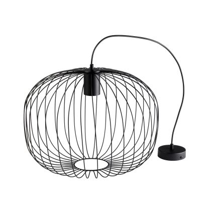 Lampa wisząca na przewodzie OVELLA 1xE27/15W/230V śr. 46 cm czarna