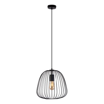 Lampa wisząca na przewodzie OVELLA 1xE27/15W/230V, średnica 36 cm, czarna