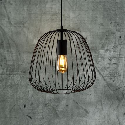 Lampa wisząca na przewodzie OVELLA 1xE27/15W/230V, średnica 36 cm, czarna