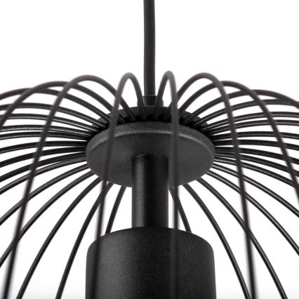 Lampa wisząca na przewodzie OVELLA 1xE27/15W/230V, średnica 36 cm, czarna