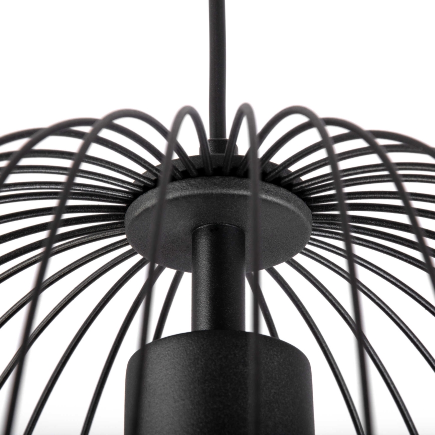 Lampa wisząca na przewodzie OVELLA 1xE27/15W/230V, średnica 36 cm, czarna