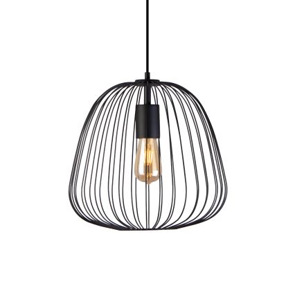 Lampa wisząca na przewodzie OVELLA 1xE27/15W/230V, średnica 36 cm, czarna