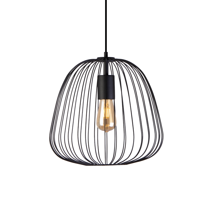 Lampa wisząca na przewodzie OVELLA 1xE27/15W/230V, średnica 36 cm, czarna