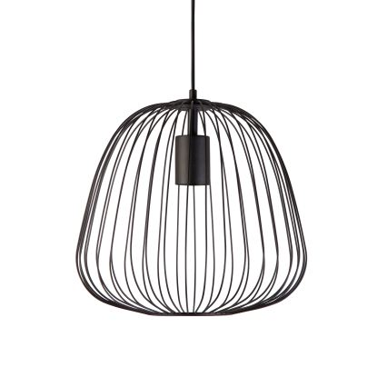 Lampa wisząca na przewodzie OVELLA 1xE27/15W/230V, średnica 36 cm, czarna