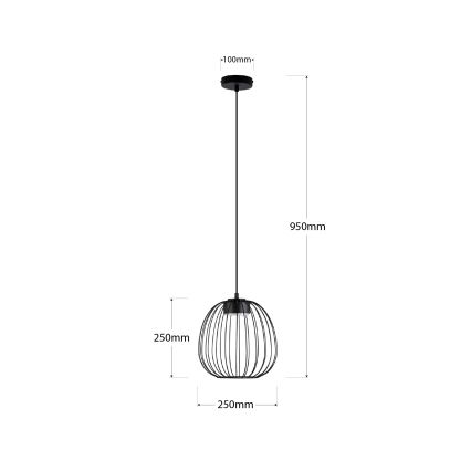 Lampa wisząca na przewodzie OVELLA 1xGX53/10W/230V, śr. 25 cm, czarna