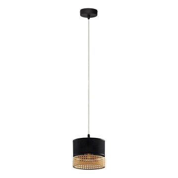 Lampa wisząca na przewodzie PAGLIA 1xE27/15W/230V czarna/rattan