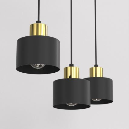 Lampa wisząca na przewodzie PARKLA 3xE27/15W/230V czarna