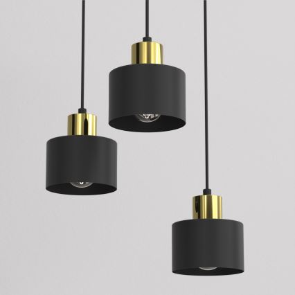Lampa wisząca na przewodzie PARKLA 3xE27/15W/230V czarna