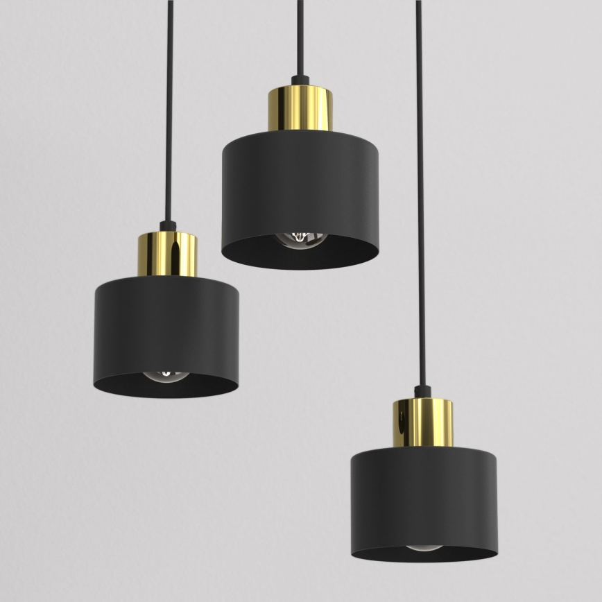 Lampa wisząca na przewodzie PARKLA 3xE27/15W/230V czarna
