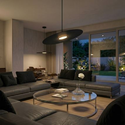 Lampa wisząca na przewodzie PIATTO 1xGX53/15W/230V Ø 55 cm czarna