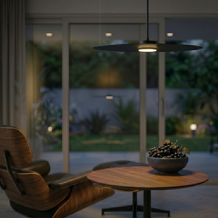 Lampa wisząca na przewodzie PIATTO 1xGX53/15W/230V Ø 55 cm czarna