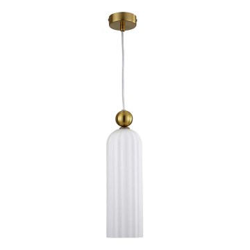 Lampa wisząca na przewodzie PIEGA 1xE14/40W/230V mosiądz/biały