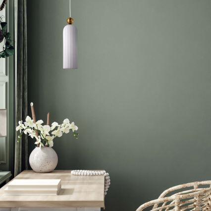 Lampa wisząca na przewodzie PIEGA 1xE14/40W/230V mosiądz/biały