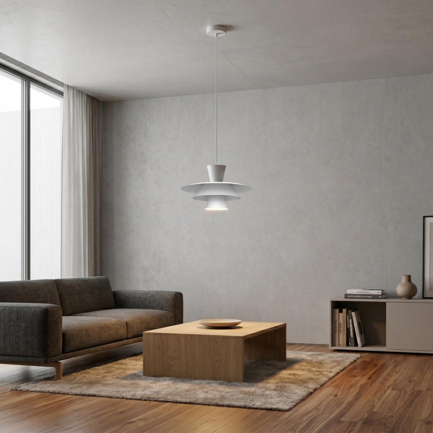 Lampa wisząca na przewodzie PLATO 1xE27/15W/230V biała