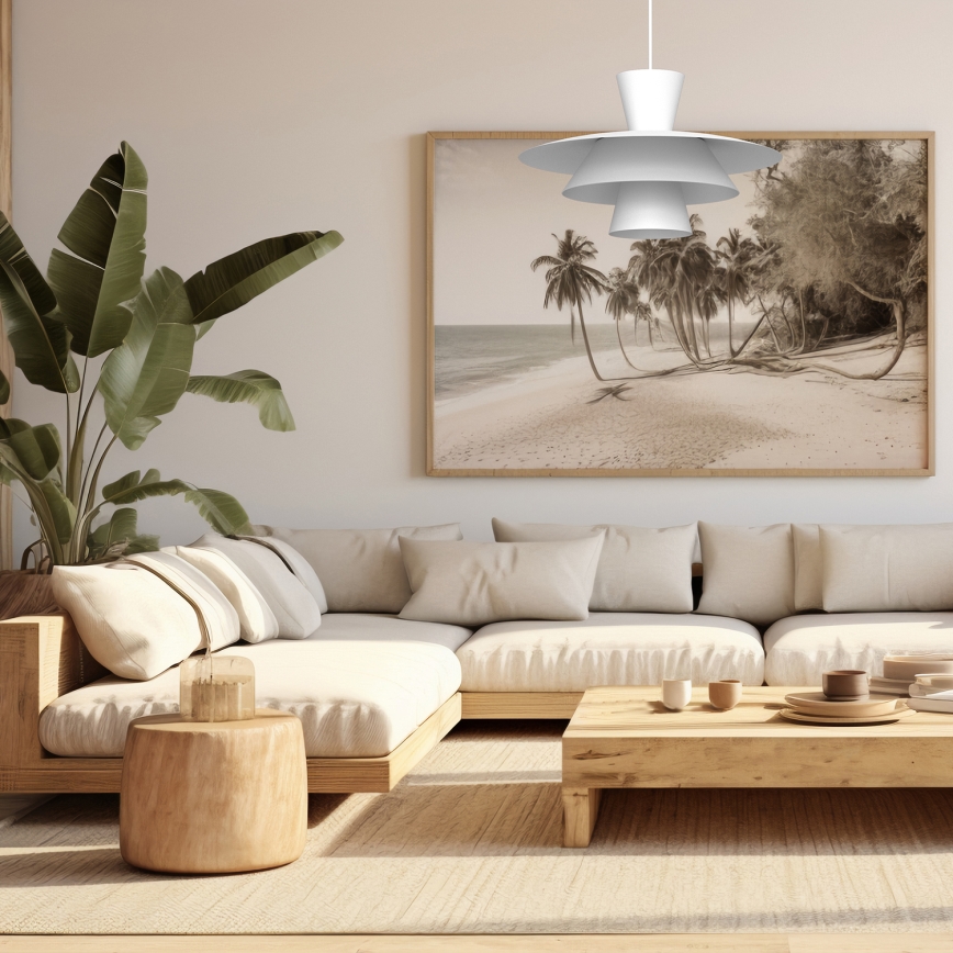 Lampa wisząca na przewodzie PLATO 1xE27/15W/230V biała