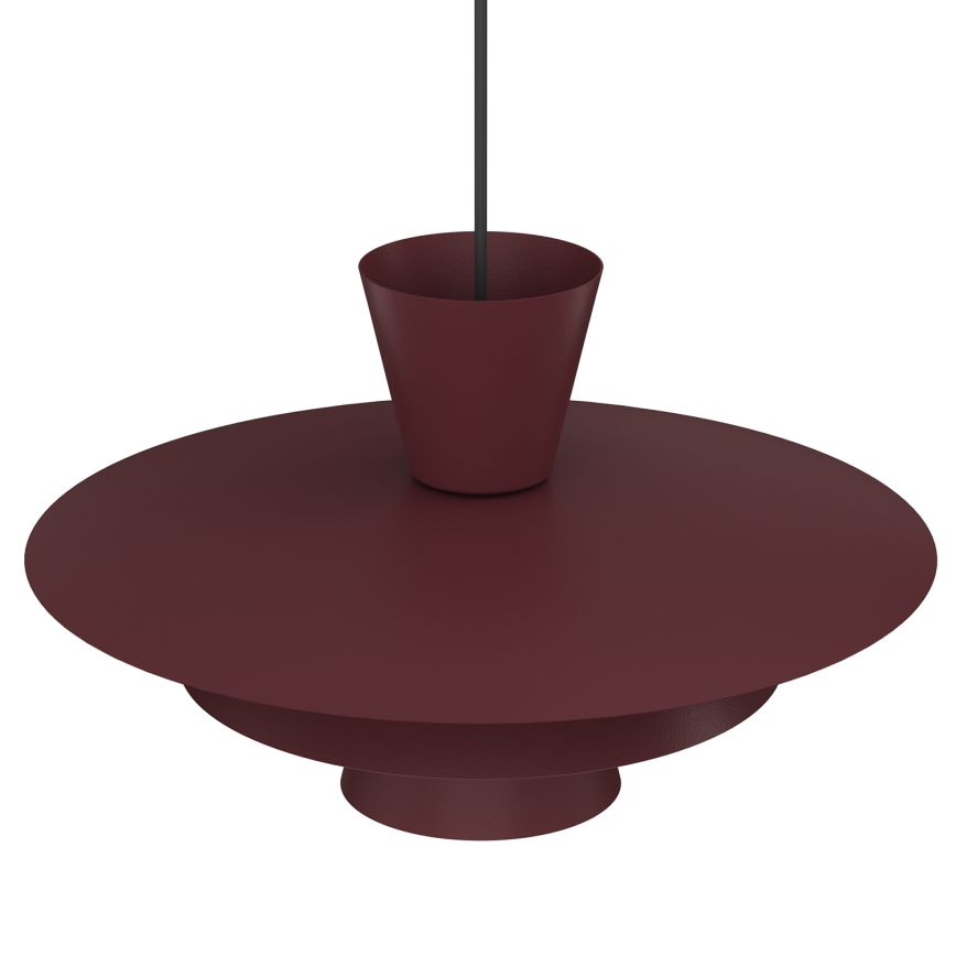 Lampa wisząca na przewodzie PLATO 1xE27/15W/230V bordowa