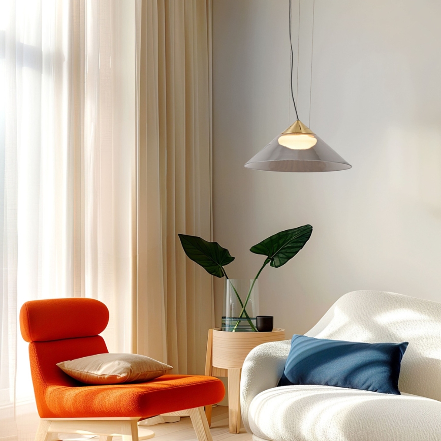 Lampa wisząca na przewodzie PRESTO 1xGX53/10W/230V śr. 34 cm złota/dymnoszara