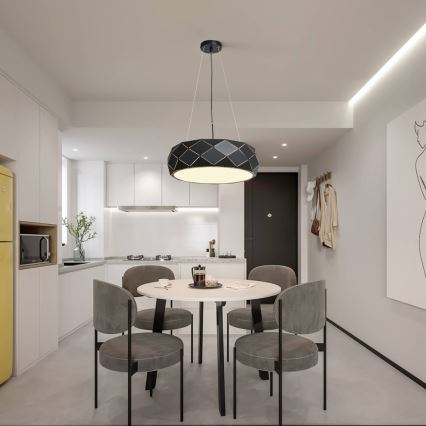 Lampa wisząca na przewodzie REUS 3xE27/40W/230V śr. 47 cm czarna