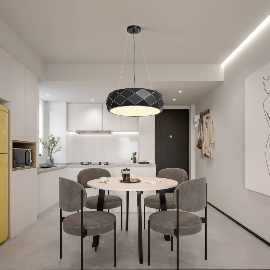 Lampa wisząca na przewodzie REUS 3xE27/40W/230V śr. 47 cm czarna