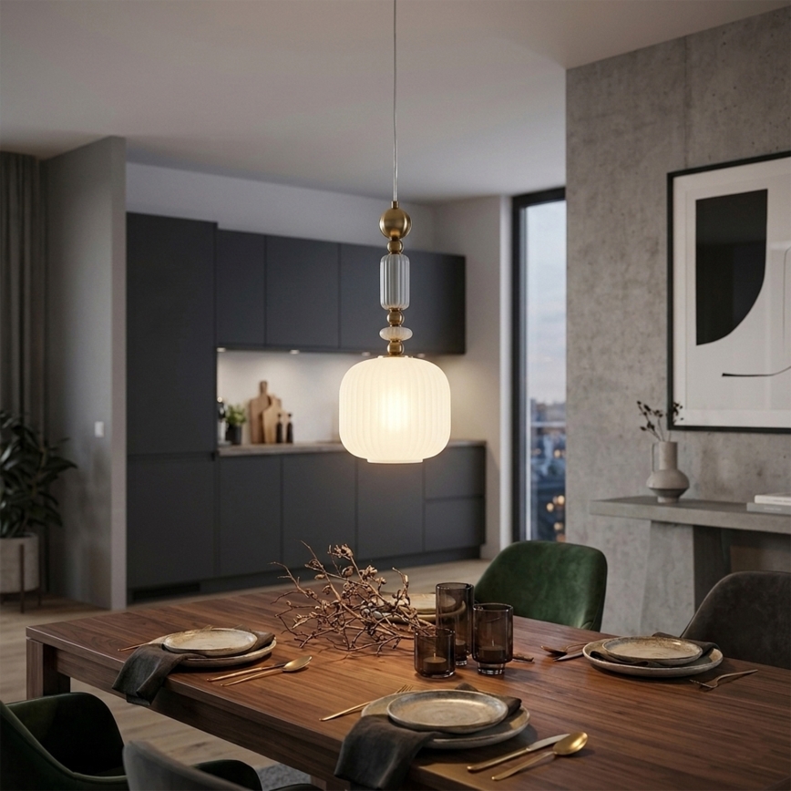 Lampa wisząca na przewodzie ROYAL 1xE27/15W/230V złota/biała