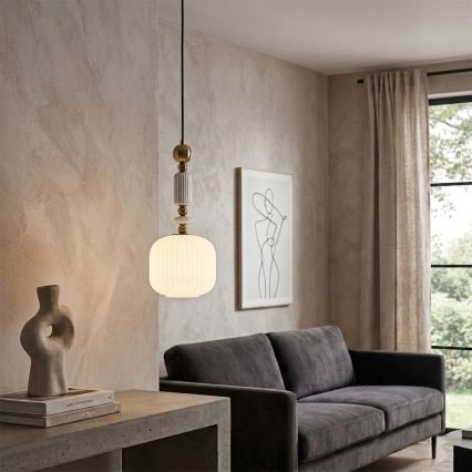 Lampa wisząca na przewodzie ROYAL 1xE27/15W/230V złota/biała