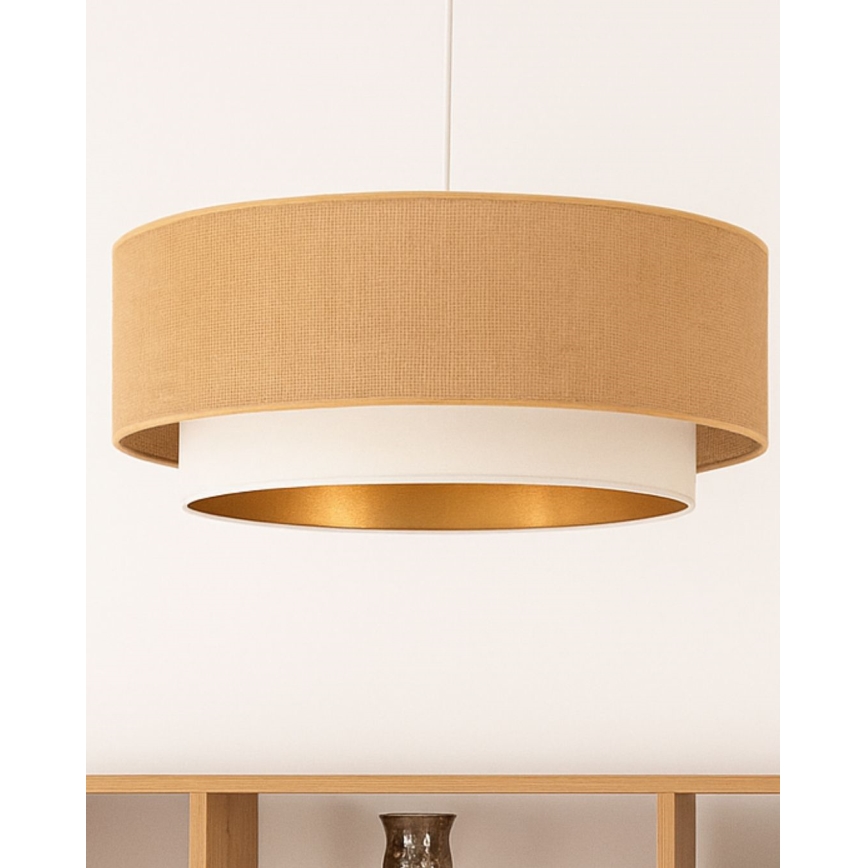 Lampa wisząca na przewodzie SARTA 1xE27/60W/230V śr. 45 cm biały/juta