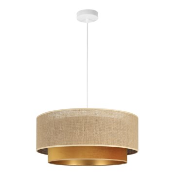 Lampa wisząca na przewodzie SARTA 1xE27/60W/230V śr. 45 cm miedziana/juta