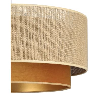 Lampa wisząca na przewodzie SARTA 1xE27/60W/230V śr. 45 cm miedziana/juta