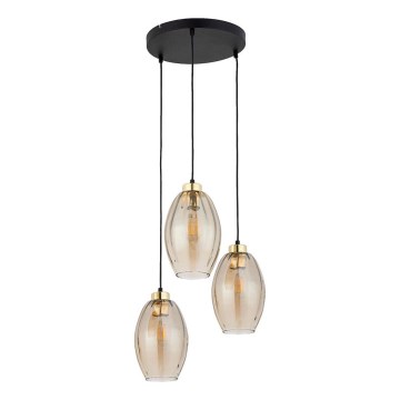 Lampa wisząca na przewodzie SEBO 3xE27/15W/230V czarny/przydymiony beżowy